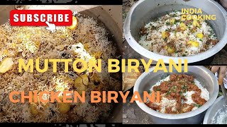 Mutton Biryani aur Chicken Biryani  Homemade Garden Cooking food muttonbiryani chickenbiryani [upl. by Ynaiffit]