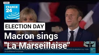 Frances reelected Macron sings quotLa Marseillaisequot the French national anthem • FRANCE 24 English [upl. by Ulrike]