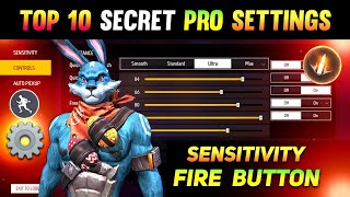 10 Pro Settings  Sensitivity  Fire Button 100 Working 😱  Auto Headshot Setting  Free Fire 4 [upl. by Atteynad]