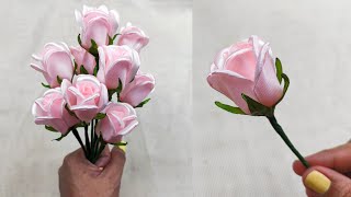 DIY satin ribbon roseshow to make beautifull flower with satin ribbon easily [upl. by Sallee]