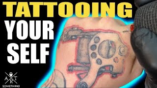 ✅TATTOOING YOURSELF 😬 One Handed Tattooing With Tips and tricks❗ [upl. by Nyvek]