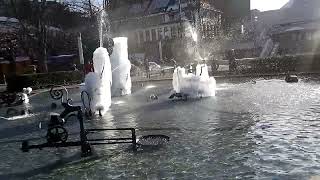 Basel Switzerland Today  Jean Tinguely Fontäne by Ice Winter Time [upl. by Goldshell668]