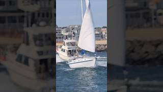 Sailboat Sets Sail As It Heads Through The Choppy Inlet [upl. by Prober]