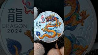 Australian Yellow Lunar Dragon 1oz Silver Bullion Coin 2024 [upl. by Ennayelhsa]