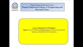 Use of PYTHON and MechAnalyzer software for kinematic Analysis and Synthesis of mechanisms [upl. by Tobit308]