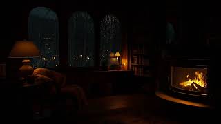 Spending Night in Cozy Reading Nook w Fireplace amp Cozy Rain at midnight Ambience to Reading amp Focus [upl. by January]