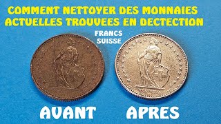 NETTOYAGE FRANCS SUISSE amp PIECES RECENTES TROUVEES EN DETECTION [upl. by Assirok]