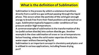 what is the definition of sublimation [upl. by Nafri]