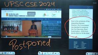 UPSC Prelims 2024 POSTPONED  😱  UPSC Postponed Due To Loksabha Elections 2024 [upl. by Arraes]