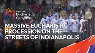 Thousands gathered for massive Eucharistic Procession on the streets of Indianapolis [upl. by Rabassa705]