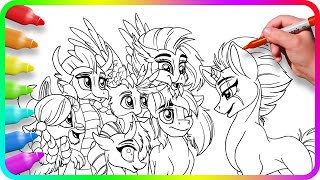 Coloring Pages MY LITTLE PONY  Young Six  How to color My Little Pony  Easy Drawing Tutorial Art [upl. by Killarney]