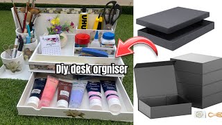 Diy desk organiser from cardboardHow to make desk organisereasy craft ideacardboard craft [upl. by Orimisac]