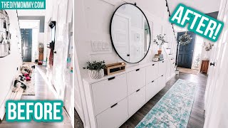 Small Entryway Makeover with IKEA hack for TONS of hallway storage  The DIY Mommy [upl. by Aztilay337]