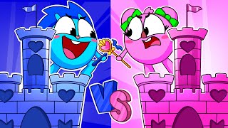 Pink or Blue Duel  Learn Colors for KidsMore Funny Cartoons by 4 Friends [upl. by Darius170]