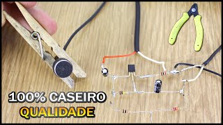 Como Fazer um Microfone Caseiro com qualidade de profissional  Utilizando 1 transistor  sem PCB [upl. by Bicknell]