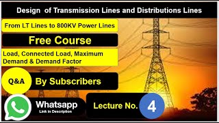 Lecture 04  Distribution System design  Maximum Demand  Demand Factor  Diversity Factor [upl. by Franchot]