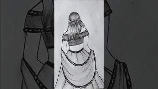 How to draw a girl with beautiful lehenga pencil sketch of a girl shorts viralvideo [upl. by Nivanod]