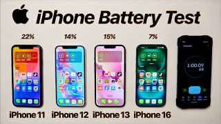 iPhone 11 vs 12 vs 13 vs 16 BATTERY TEST [upl. by Wiburg683]