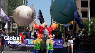 Pride 2023 Toronto’s LGBTQ2 community celebrates in Canada’s largest parade [upl. by Airemat820]