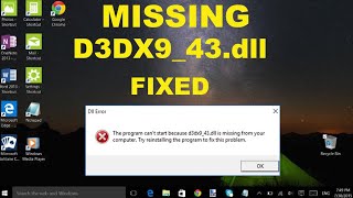 How To Fix D3DX943dll Missing Error in Windows 7810  3 Solutions [upl. by Umont]