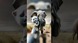 😺😿White cat and elephant 🐘cats aicat funny shortvideo family short [upl. by Poler692]