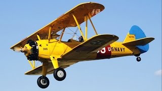 Boeing Stearman Biplane  Airshow Display Flight  AFW2014  Takeoff Aerobatics amp Landing [upl. by Ecilayram923]