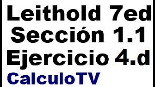 Leithold 7 ed  Sección 11 Funciones y sus Gráficas  Ejercicio 4d [upl. by Ahsienet]