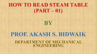 How to Read Steam Table Part  01 [upl. by Sito550]