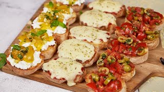 Bruschette sfiziose 3 versioni per un antipasto sfizioso e colorato [upl. by Ennayar]