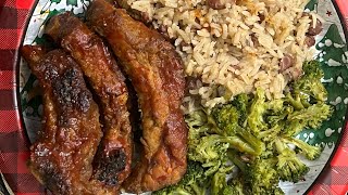 Truffle braised Ribs Pinto Beans amp Rice and Broccoli [upl. by Sonaj]