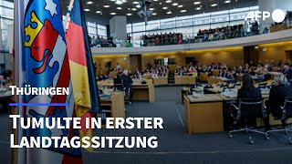 Thüringen Tumulte in erster Landtagssitzung  Unterbrechung bis Samstag  AFP [upl. by Tri]