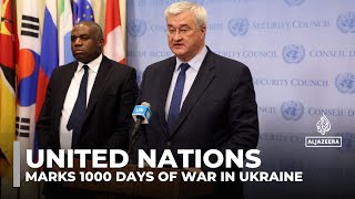 UN marks 1000 days of war in Ukraine calls for continued support amid ongoing aggression [upl. by Cirek189]