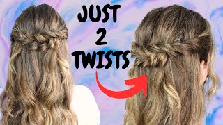 EASY half up half down hairstyle  quick twisted half up half down hair tutorial [upl. by Tjader]