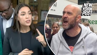 Chaos erupts as furious protesters heckle AOC during press conference for NYC’s migrant crisis [upl. by Wilona]