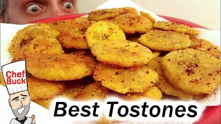 Fried Green Plantains  Best Tostones Recipe [upl. by Irabaj]