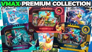 Opening Pokemon Flareon Jolteon amp Vaporeon VMAX Premium Collection Boxes [upl. by Eustazio]