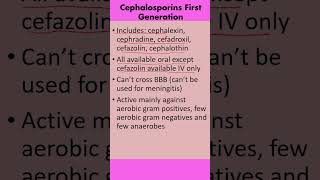 Cephalosporins First Generation Key Information [upl. by Erehs]