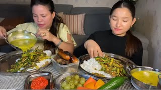 Vendi Alu fry yellow dal hamro favourite achar ani bbq pork mukbang [upl. by Vincenz]