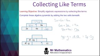 Simplifying expressions by collecting like terms  Mr Mathematics [upl. by Kean958]