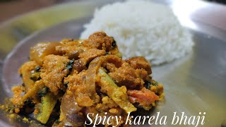 Spicy Karela bhaji recipe  karela recipe  Different bittergourd recipe in bengali [upl. by Baumann]