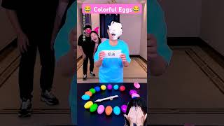 Colorful Eggs fun challenge games familygames familychallengegames familygamechallenge shorts [upl. by Nilak225]