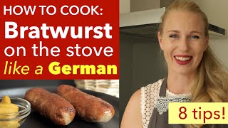 How to Cook Bratwurst on Stove German Way  How to Pan Fry Bratwurst [upl. by Artema]