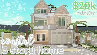 Coastal Bloxburg House Build 2 Story Exterior WITH VOICE [upl. by Anawk]