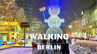 Germany Berlin Walk Heavy snow in Berlin Evening Tour of Berlin Walking in Berlin [upl. by Neiman428]