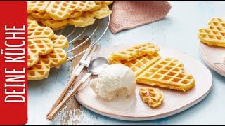 Waffeln – Rezept mit sieben Zutaten 😋  REWE Deine Küche [upl. by Binnings]