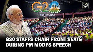 G20 staffs chair front seats during PM Modi’s speech ahead of Gala Dinner [upl. by Aloivaf123]