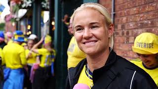 Pernille Harder at Camp Sweden to support Magda in the semifinal against England [upl. by Acinaj]