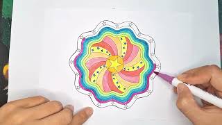 Coloring Mandala with Linh  Easy Mandala 08 [upl. by Boleyn664]