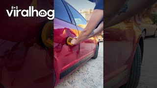 Suction Cup Dent Removal Fail  ViralHog [upl. by Serene214]