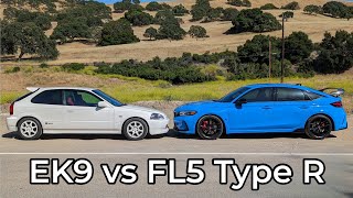 1997 Honda Civic Type R EK9 vs 2023 Honda Civic Type R FL5  Head to Head Review [upl. by Nomaid]